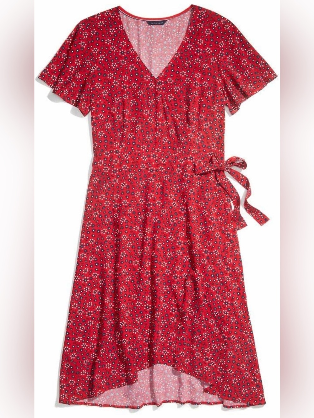 Women's Tommy Hilfiger Red Floral Wrap Midi Dress
